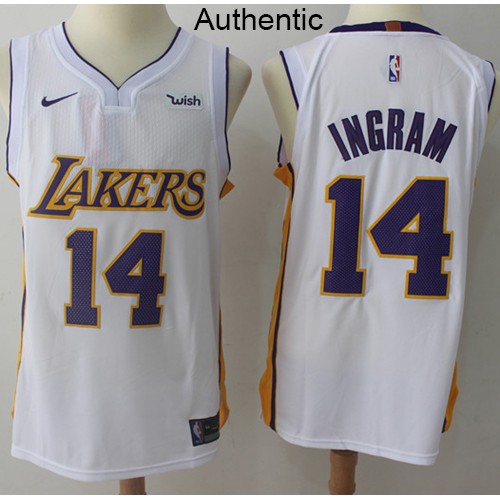 Los Angeles Lakers #14 Brandon Ingram White Authentic Association Edition Jersey Mens