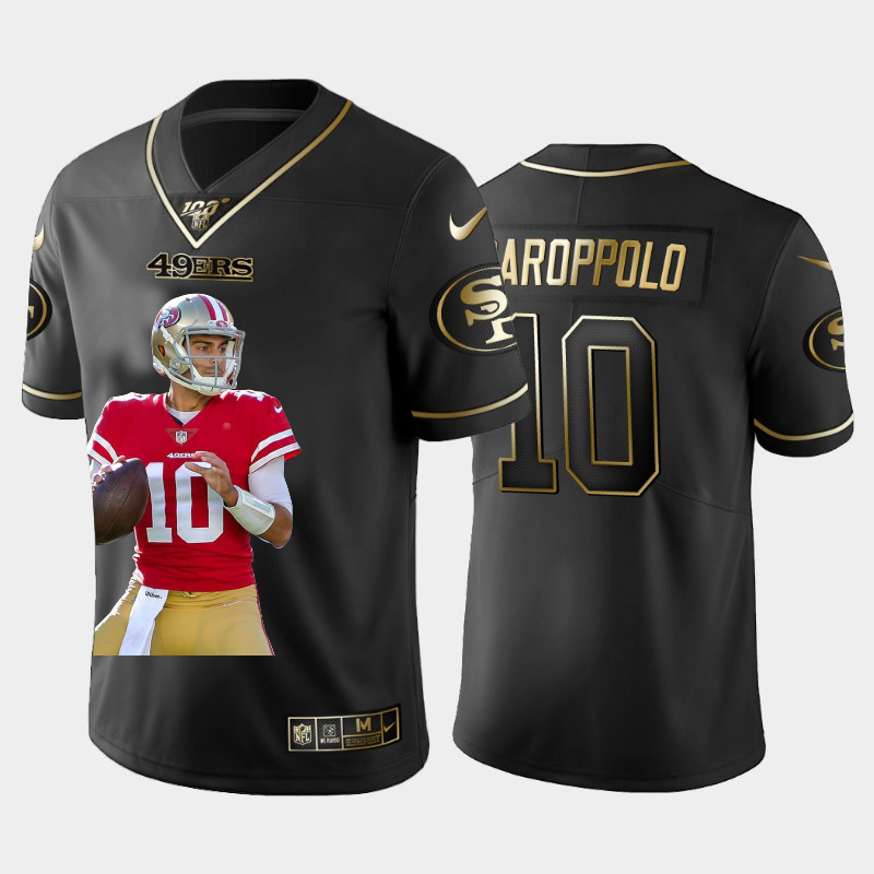 San Francisco 49ers #10 Jimmy Garoppolo Team Hero Vapor Limited 100 Jersey Black Golden