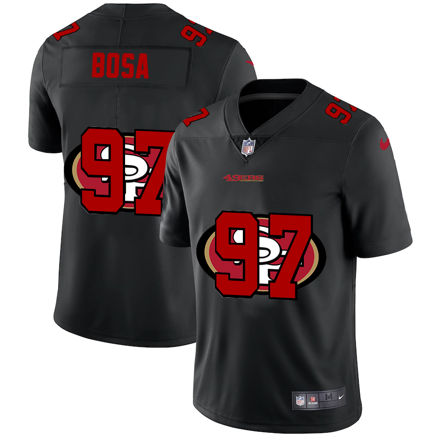 San Francisco 49ers #97 Nick Bosa Men's Team Logo Dual Overlap Limited Jersey Black