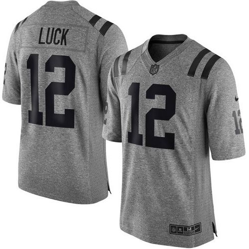Indianapolis Colts #12 Andrew Luck Gray Men's Stitched Limited Gridiron Gray Jersey Men's