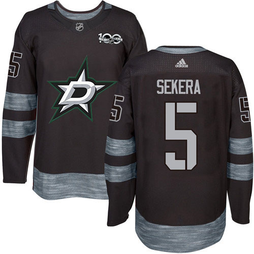 Adidas Dallas Stars #5 Andrej Sekera Black 1917-2017 100th Anniversary Stitched Jersey Men's