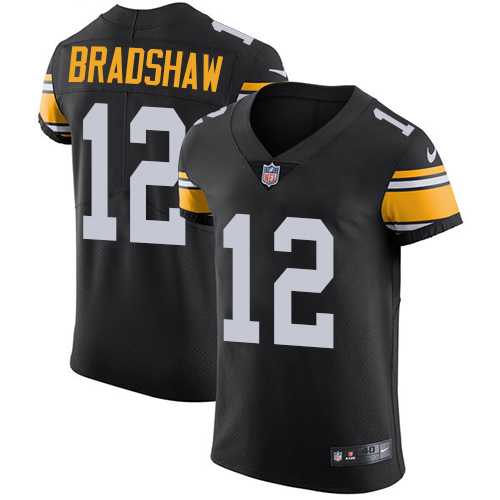 Steelers #12 Terry Bradshaw Black Alternate Men's Stitched Vapor Untouchable Elite Jersey