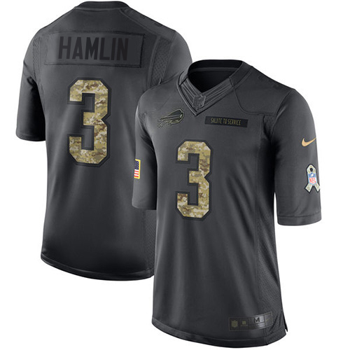 Bills #3 Damar Hamlin Black Men's Stitched Limited 2016 Salute To Service Jersey