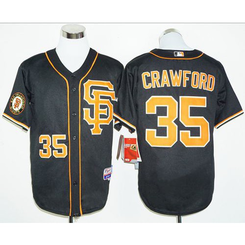 San Francisco Giants #35 Brandon Crawford Black 2016 Cool Base Stitched Jersey Men's