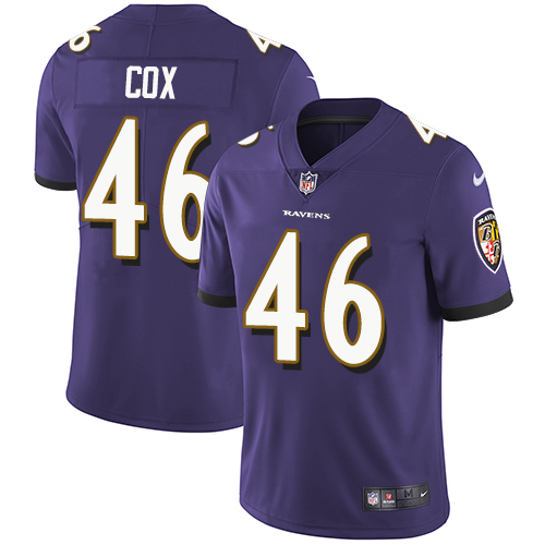 Baltimore Ravens #46 Morgan Cox Purple Team Color Youth Stitched Vapor Untouchable Limited Jersey Youth