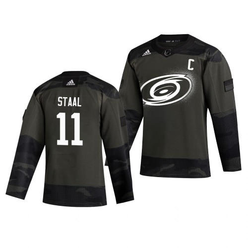 Carolina Carolina Hurricanes #11 Jordan Staal Adidas 2019 Veterans Day Men's Authentic Practice Jersey Camo Men's