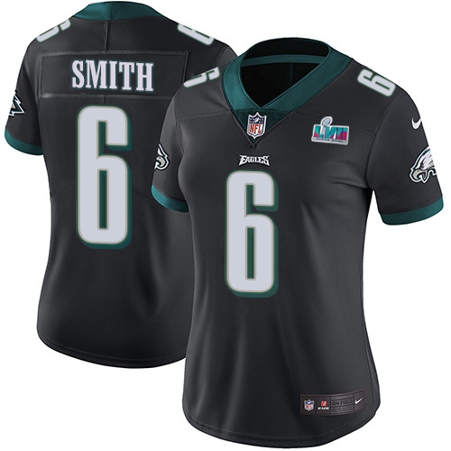 Eagles #6 DeVonta Smith Black Super Bowl LVII Patch Alternate Women's Stitched Vapor Untouchable Limited Jersey