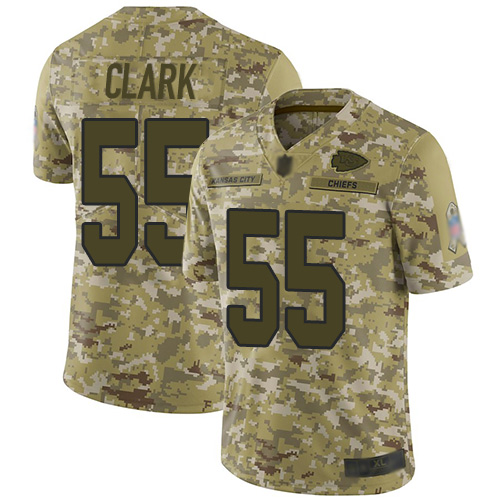 Kansas City Chiefs #55 Frank Clark Camo Men's Stitched Limited 2018 Salute To Service Jersey Men's