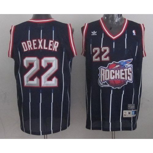 Houston Rockets #22 Clyde Drexler Navy Throwback Stitched Jersey Mens