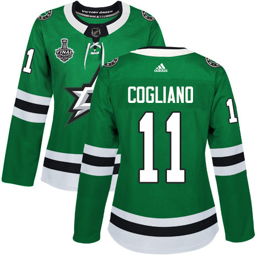 Adidas Dallas Stars #11 Andrew Cogliano Green Home Authentic Women's 2020 Stanley Cup Final Stitched Jersey Womens