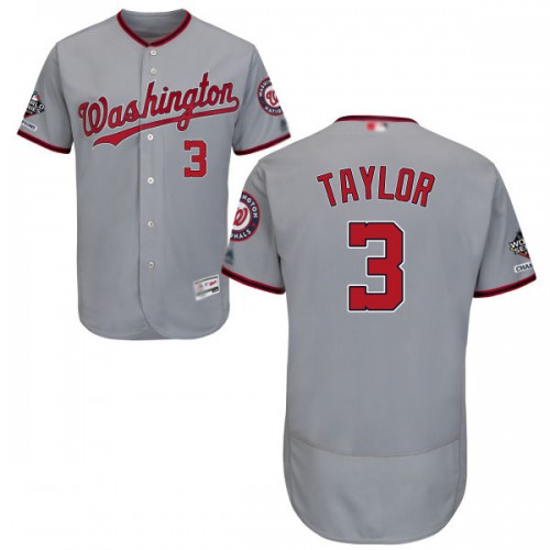 Washington Nationals #3 Michael Taylor Grey Flexbase Authentic Collection 2019 World Series Champions Stitched Jersey Men's