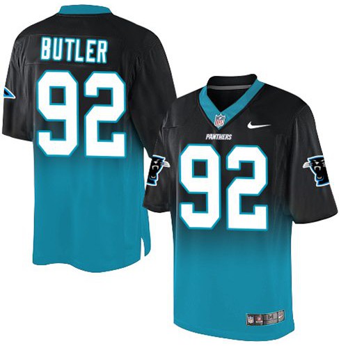 Carolina Panthers #92 Vernon Butler Black/Blue Men's Stitched Elite Fadeaway Fashion Jersey Men's