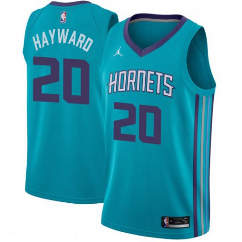 Charlotte Hornets #20 Gordon Hayward Teal Jordan Swingman Icon Edition Jersey Mens