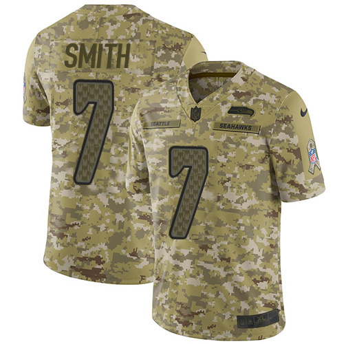 Seahawks #7 Geno Smith Camo Men's Stitched Limited 2018 Salute To Service Jersey