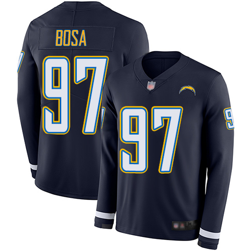 Chargers #97 Joey Bosa Navy Blue Team Color Youth Stitched Limited Therma Long Sleeve Jersey