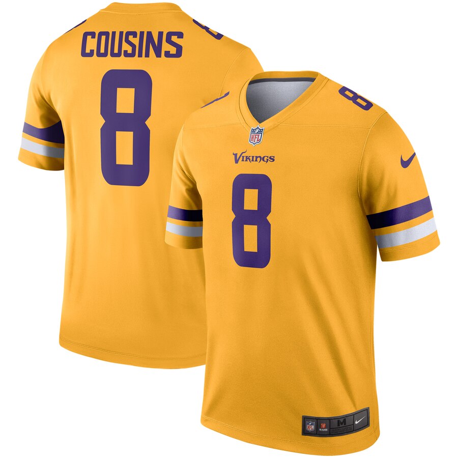 Minnesota Vikings #8 Kirk Cousins Inverted Legend Jersey Gold