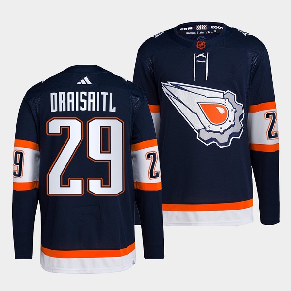 Edmonton Oilers #29 Leon Draisaitl Men's Adidas Reverse Retro 2.0 Authentic Player Jersey - Navy