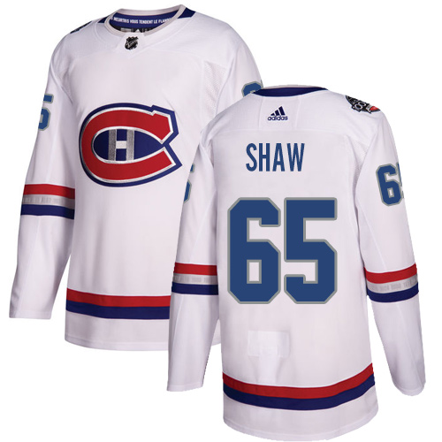 Adidas Montreal Canadiens #65 Andrew Shaw White Authentic 2017 100 Classic Stitched Youth Jersey Youth