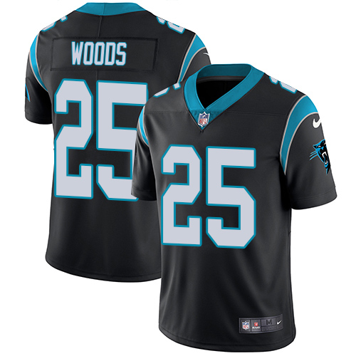 Panthers #25 Xavier Woods Black Team Color Men's Stitched Vapor Untouchable Limited Jersey