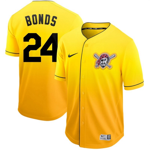Pittsburgh Pirates #24 Barry Bonds Gold Fade Authentic Stitched Jersey Men's