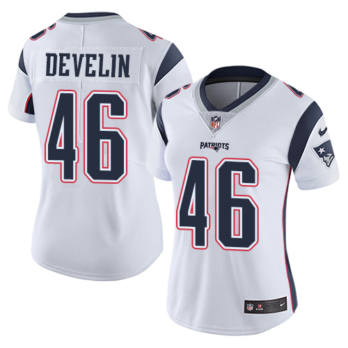 New England Patriots #46 James Develin White Women's Stitched Vapor Untouchable Limited Jersey Womens