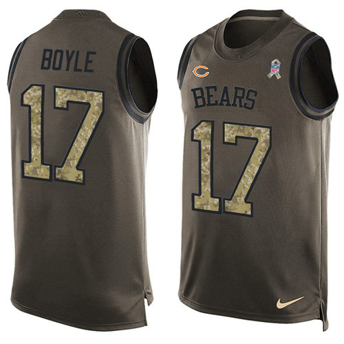 Bears #17 Tim Boyle Green Men's Stitched Limited Salute To Service Tank Top Jersey