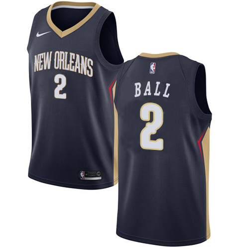 New Orleans Pelicans #2 Lonzo Ball Navy Swingman Icon Edition Jersey Mens