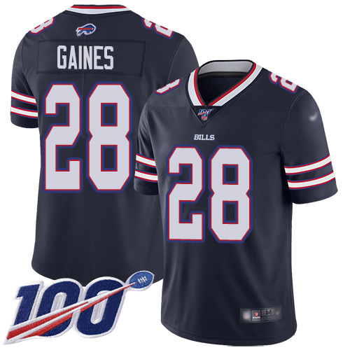 Buffalo Bills #28 E.J. Gaines Navy Men's Stitched Limited Inverted Legend 100th Season Jersey Men's