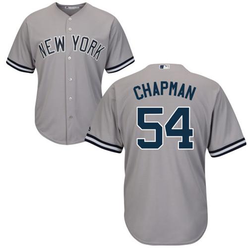 New York Yankees #54 Aroldis Chapman Grey Road Women's Stitched Jersey Womens