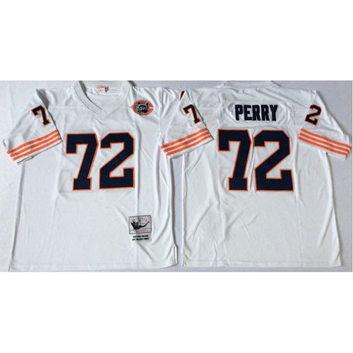 Mitchell&Ness Chicago Bears #72 William Perry White Big No. Throwback Stitched Jersey Men's