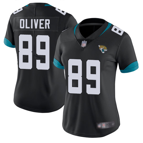 Jacksonville Jaguars #89 Josh Oliver Black Team Color Women's Stitched Vapor Untouchable Limited Jersey Womens
