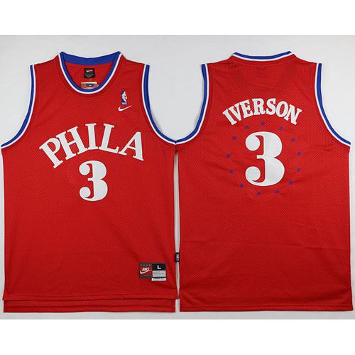 Philadelphia 76ers #3 Allen Iverson Red 1964 Throwback Stitched Jersey Mens