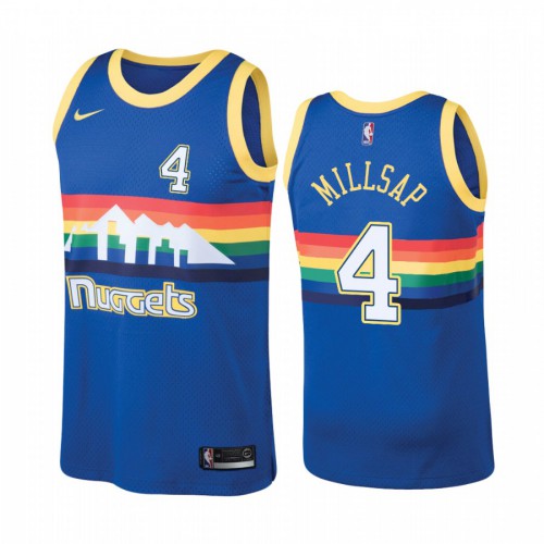 Denver Nuggets #4 Paul Millsap Hardwood Classic Blue Jersey Mens