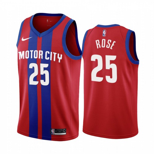 Detroit Pistons #25 Derrick Rose Mens Unveil 2019-20 City Edition Swingman Jersey Red Mens