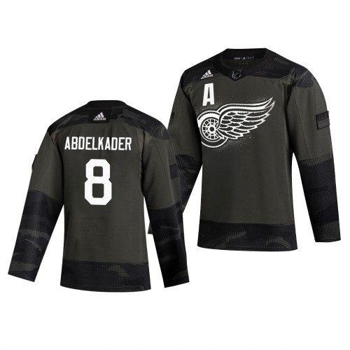 Detroit Detroit Red Wings #8 Justin Abdelkader Adidas 2019 Veterans Day Men's Authentic Practice Jersey Camo Men's