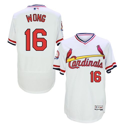 St.Louis Cardinals #16 Kolten Wong White Flexbase Authentic Collection Cooperstown Stitched Jersey Men's