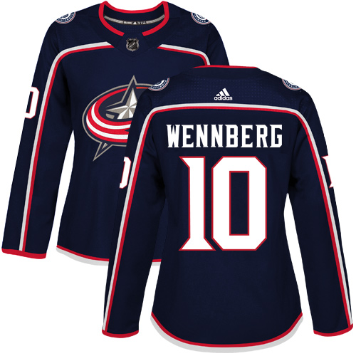 Adidas Columbus Blue Jackets #10 Alexander Wennberg Navy Blue Home Authentic Women's Stitched Jersey Womens