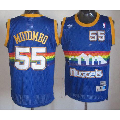 Denver Nuggets #55 Dikembe Mutombo Light Blue Throwback Stitched Jersey Mens
