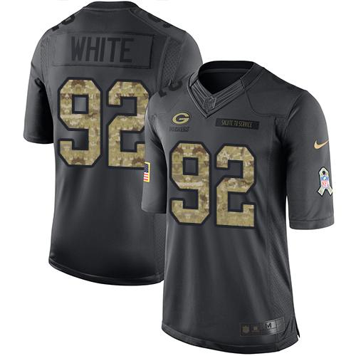 Packers #92 Reggie White Black Youth Stitched Limited 2016 Salute To Service Jersey