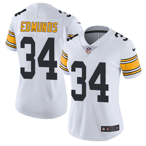 Pittsburgh Steelers #34 Terrell Edmunds White Women's Stitched Vapor Untouchable Limited Jersey Womens