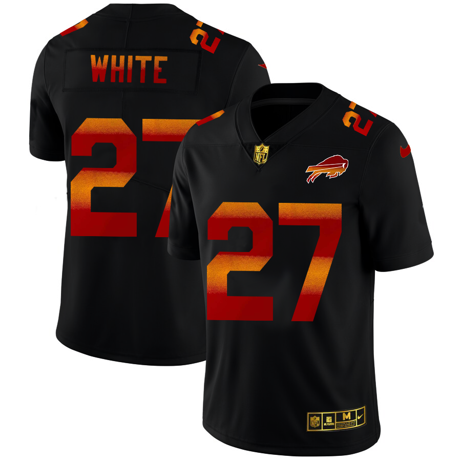 Buffalo Bills #27 Tre'Davious White Men's Black Red Orange Stripe Vapor Limited Jersey