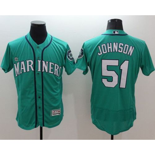 Seattle Mariners #51 Randy Johnson Green Flexbase Authentic Collection Stitched Jersey Men's