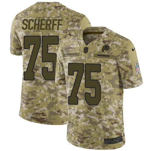 Washington Commanders #75 Brandon Scherff Camo Men's Stitched Limited 2018 Salute To Service Jersey Men's