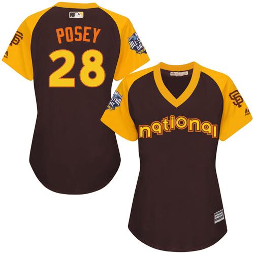 San Francisco Giants #28 Buster Posey Brown 2016 All-Star National League Women's Stitched Jersey Womens