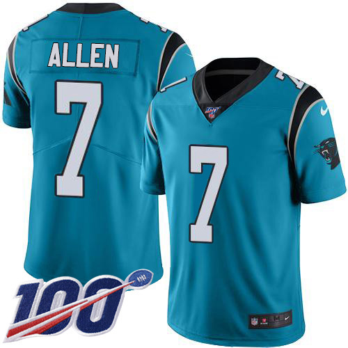Carolina Panthers #7 Kyle Allen Blue Men's Stitched Limited Rush 100th Season Jersey Men's