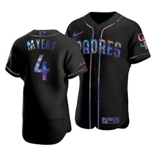 San Diego San Diego Padres #4 Wil Myers Men's Iridescent Holographic Collection Jersey - Black Men's