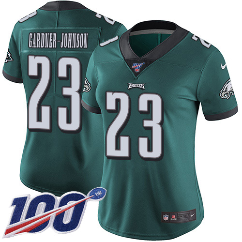 Eagles #23 C.J. Gardner-Johnson Green Team Color Women's Stitched 100th Season Vapor Untouchable Limited Jersey