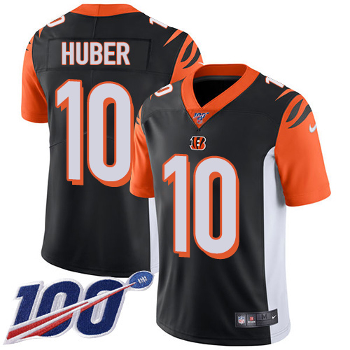 Cincinnati Bengals #10 Kevin Huber Black Team Color Men's Stitched 100th Season Vapor Limited Jersey Men's