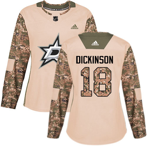 Adidas Dallas Stars #18 Jason Dickinson Camo Authentic 2017 Veterans Day Women's Stitched Jersey Womens