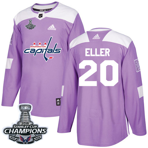 Adidas Washington Capitals #20 Lars Eller Purple Authentic Fights Cancer Stanley Cup Final Champions Stitched Jersey Men's